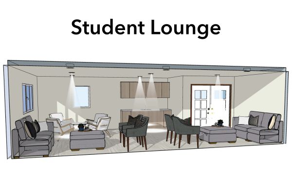 Living Learning Community student lounge rendering