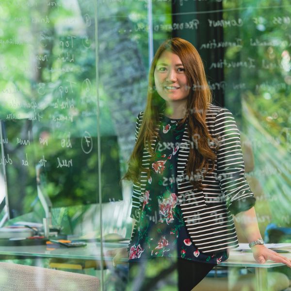 female student studying