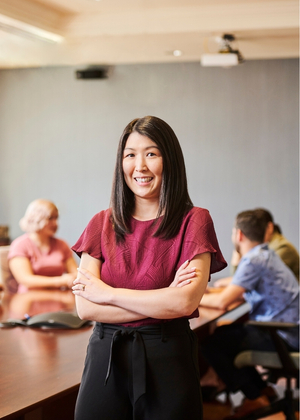 female student studying