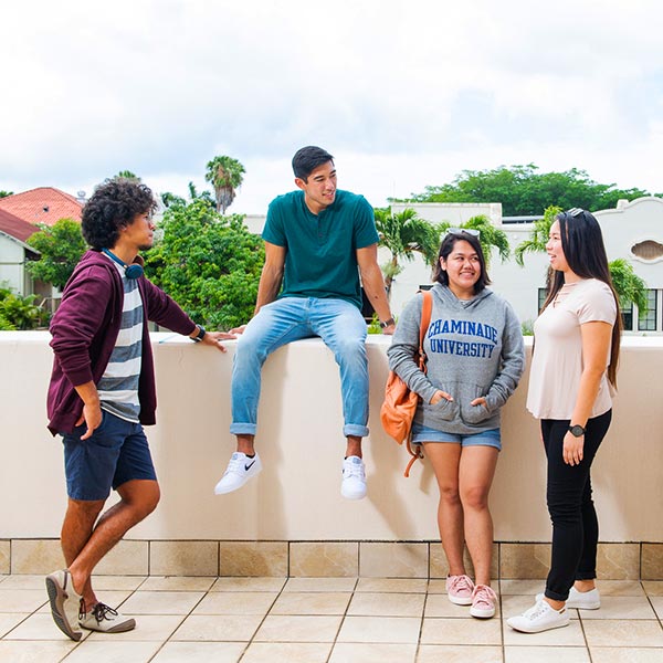 students chatting